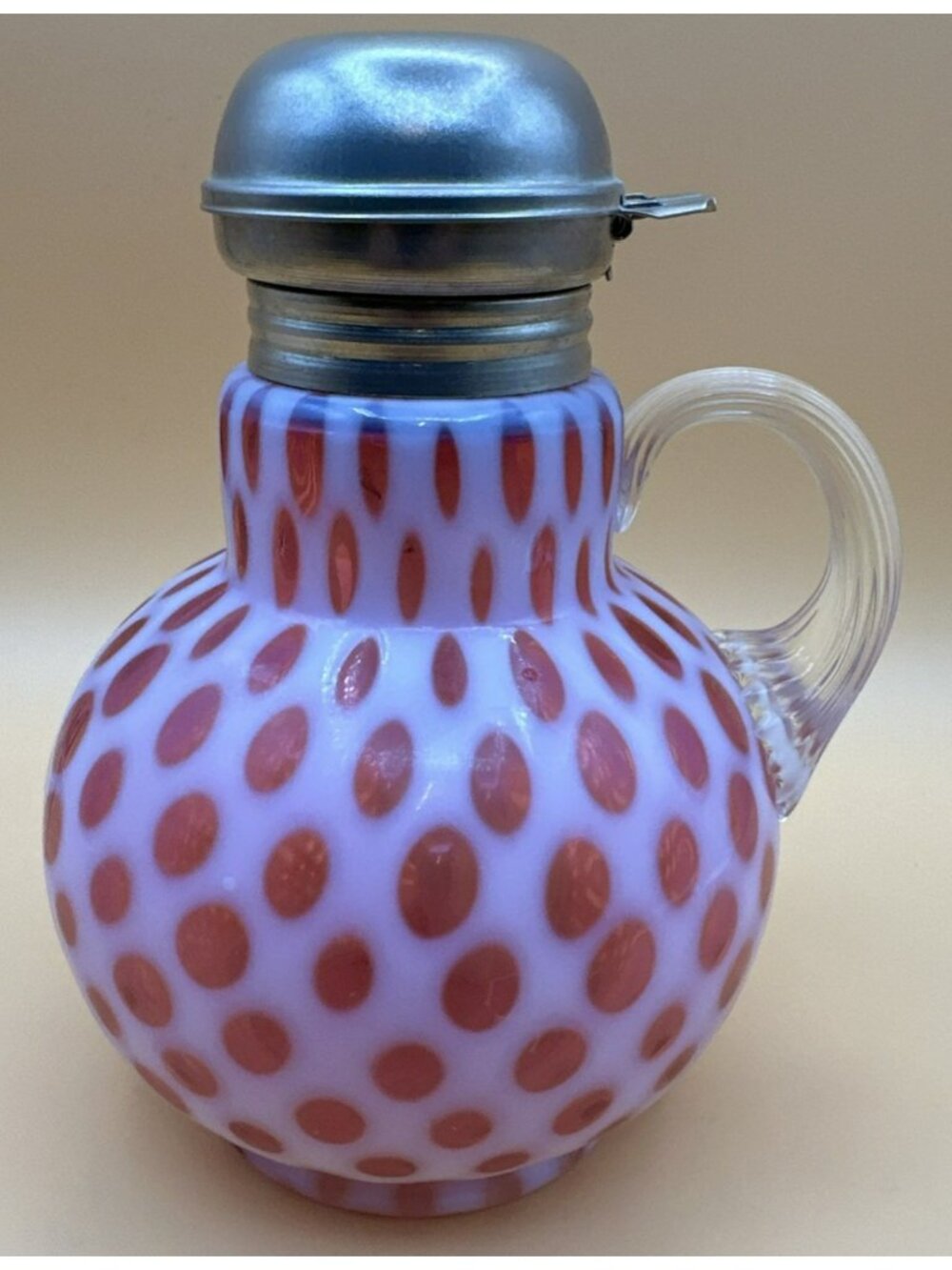 Fenton Windows dots  Swirled Cranberry Victorian Colored Pattern Glass Syrup